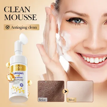 Collagen Facial Cleanser for Anti Wrinkle Deep Cleaning Mousse Nourishing Moisture Skin Care 120ml
