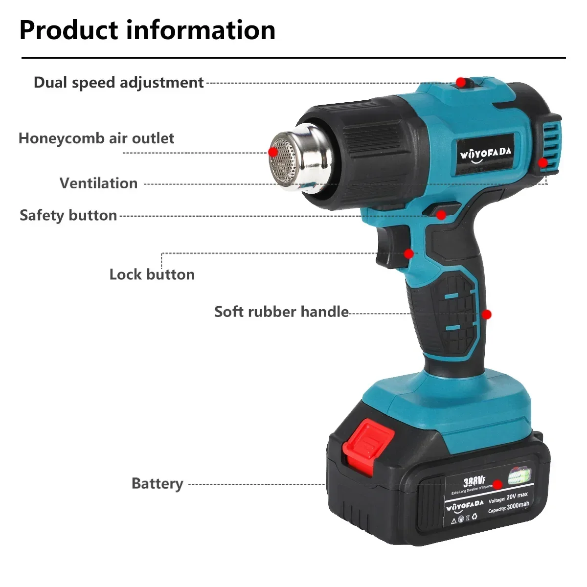 DeWALT D26414 Heteluchtpistool | Digitaal | 2000 Watt | 50-600 Graden