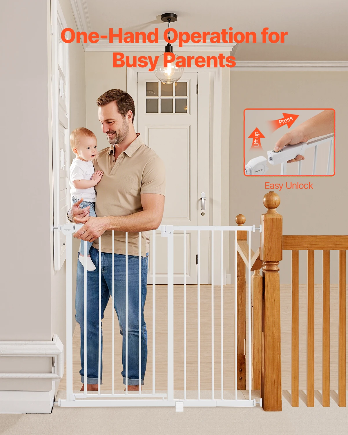 Adjustable Baby Pet Gate for Stairs and Doorways