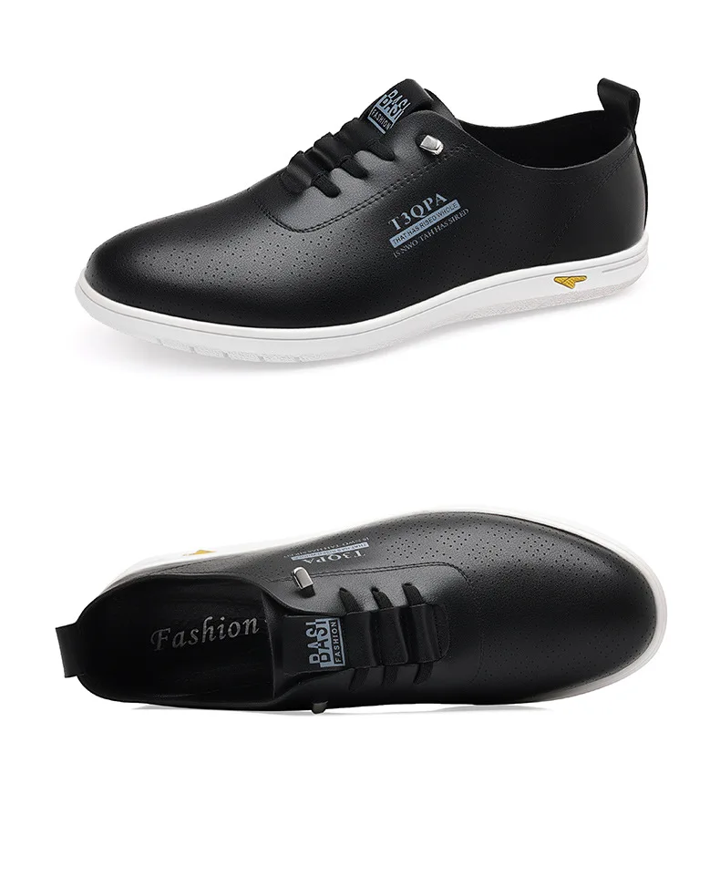 2025 Shoes for Men Leather Casual Shoes Summer New Microporous Slip-on Loafers Fashion Round Toe Sandals Driving Shoes 5