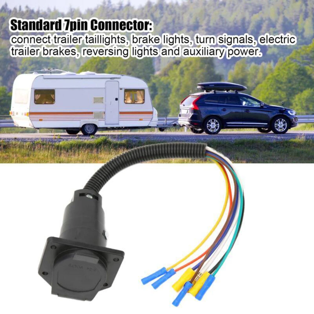 

Vehicle 7-Pin Waterproof Trailer Wiring Harness Connector Adapter For Towing RV Wiring Harness Connector Adapter