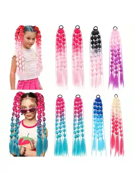 1pcs Multicolor Festive Elastic Lantern Foam Braided Synthetic Ponytail for Women Girls Basic Style Hair for Party Cosplay