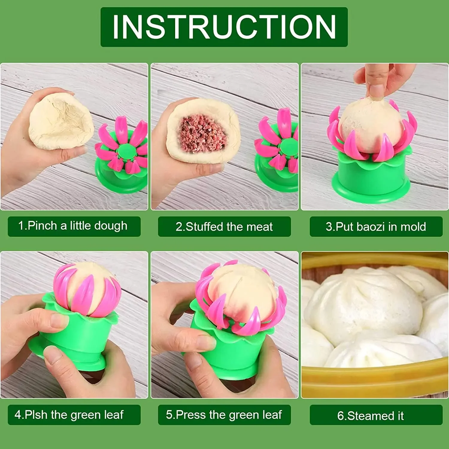 Kitchen DIY Pastry Pie Dumpling Maker Chinese Baozi Mold Baking And Pastry Tool Steamed Stuffed Bun Making Mould Bun Maker 1pcs