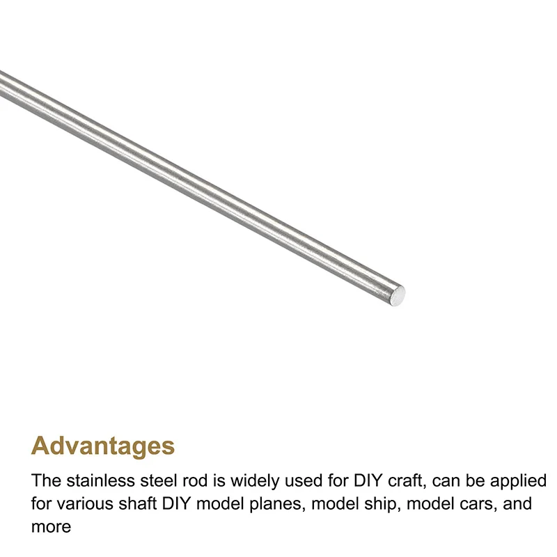 10pcs 304 Stainless Steel Solid Round Rod Diameter 1.6mm Lathe Bar for DIY Craft Tool 100/150/200/250/300/350/400/450mm Length linear shaft rod steel round rod