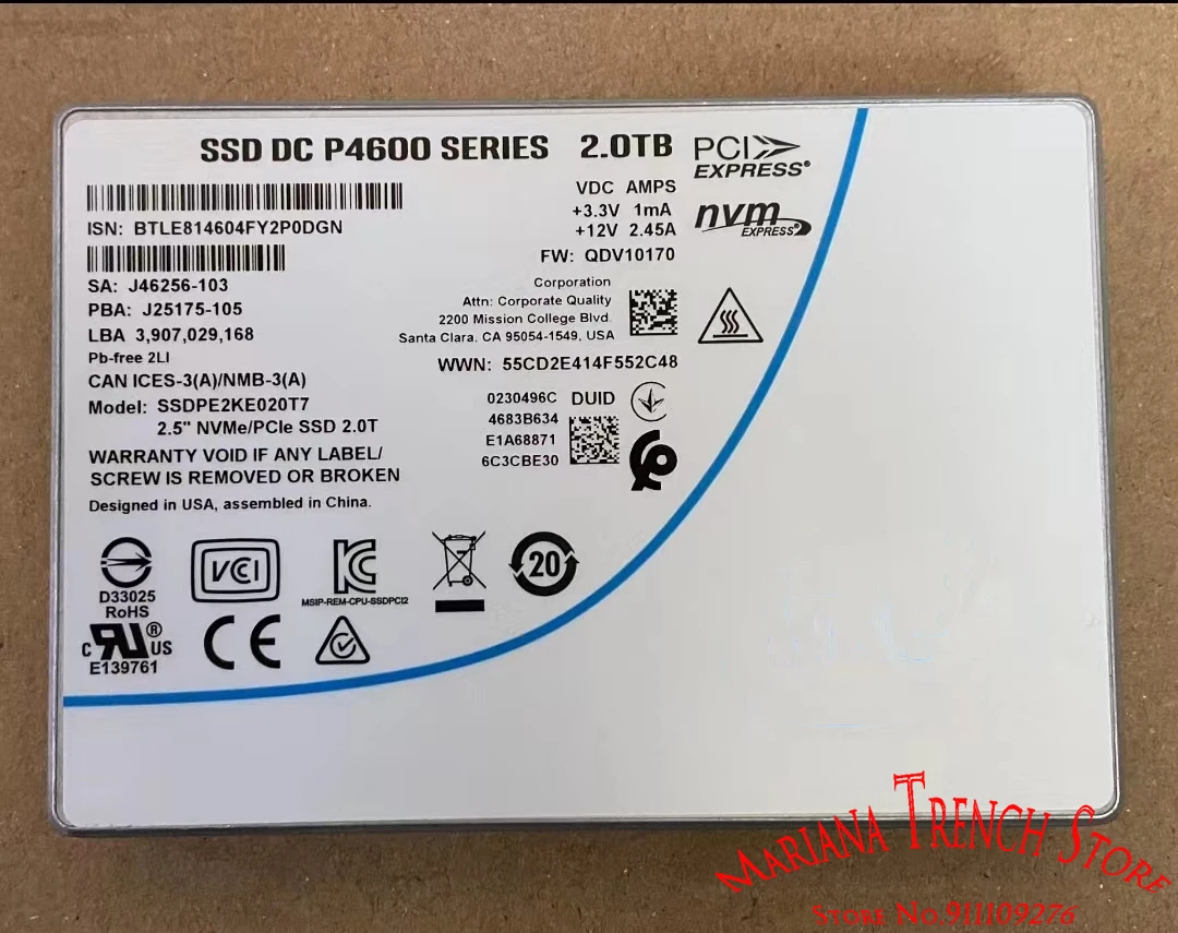 

DC P4600 SERIES 2.0TB for INTEL 2.5" NVMe/PCIe SSD 2.0T