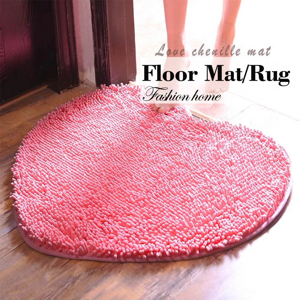 

Sweat-heart Rugs Doormat Soft Fluffy Bedroom Carpet Bathroom Floor Mat Shower Room Chenille Absorbent Non-slip Home Decoration