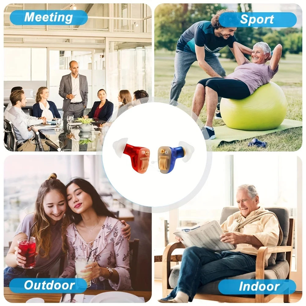 1 Pair, Invisible Mini Hearing Aids For Seniors: Volume Control, Noise Cancelling, Portable Case 3