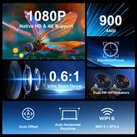 Magcubic Ultra Short Throw HY450 Projector with Auto Offset 8K 4K 1080P 900ANSI BT5.4 Electronic Focus WiFi6 AllwinnerH716 Voice 2