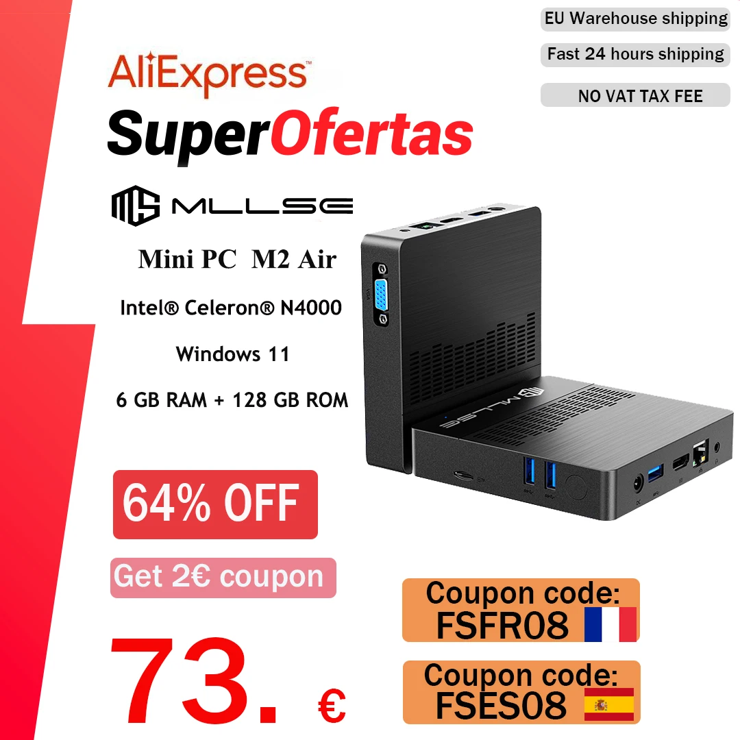 MLLSE-M2-Air-Mini-PC-Intel-Celeron-N4000-6GB-DDR4-128GB-M-2-SSD-Windows ...