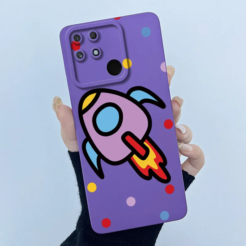 Lovely Cartoon Bumper Cover - Matte Liquid Soft Silicone Camera Protective Phone Case