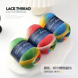 Vibrant Rainbow Gradient Lace Yarn - 500m, 100g (8019 warm color shaoguang)