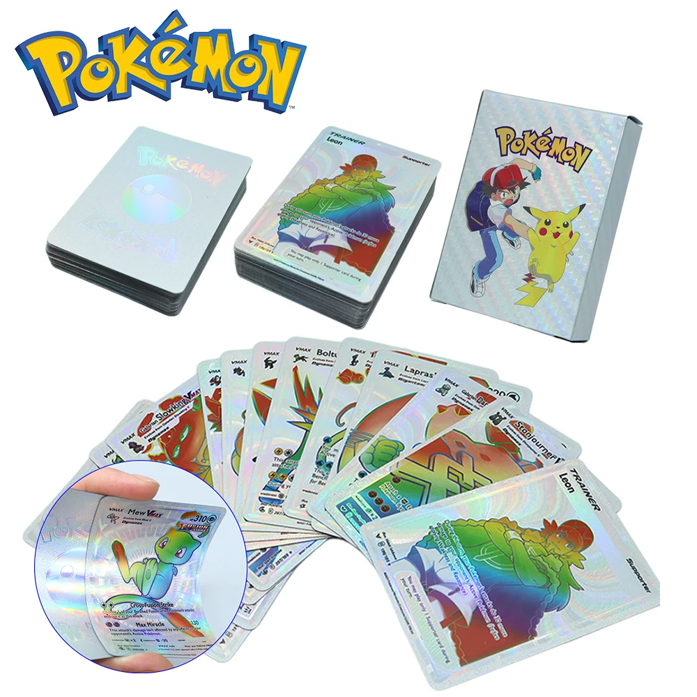 DIY Silvery Pokemon cards 55Pcs/Box English version Pikachu Charizard Vmax  Vstar Shiny Card Birthday gift for children - AliExpress