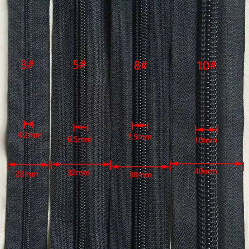  Meikeer 10Yards Bulk Zippers #5 Nylon Coil Zippers by The Yard  with 20pcs Zipper Sliders for DIY Sewing Craft Bags(Silver Black)