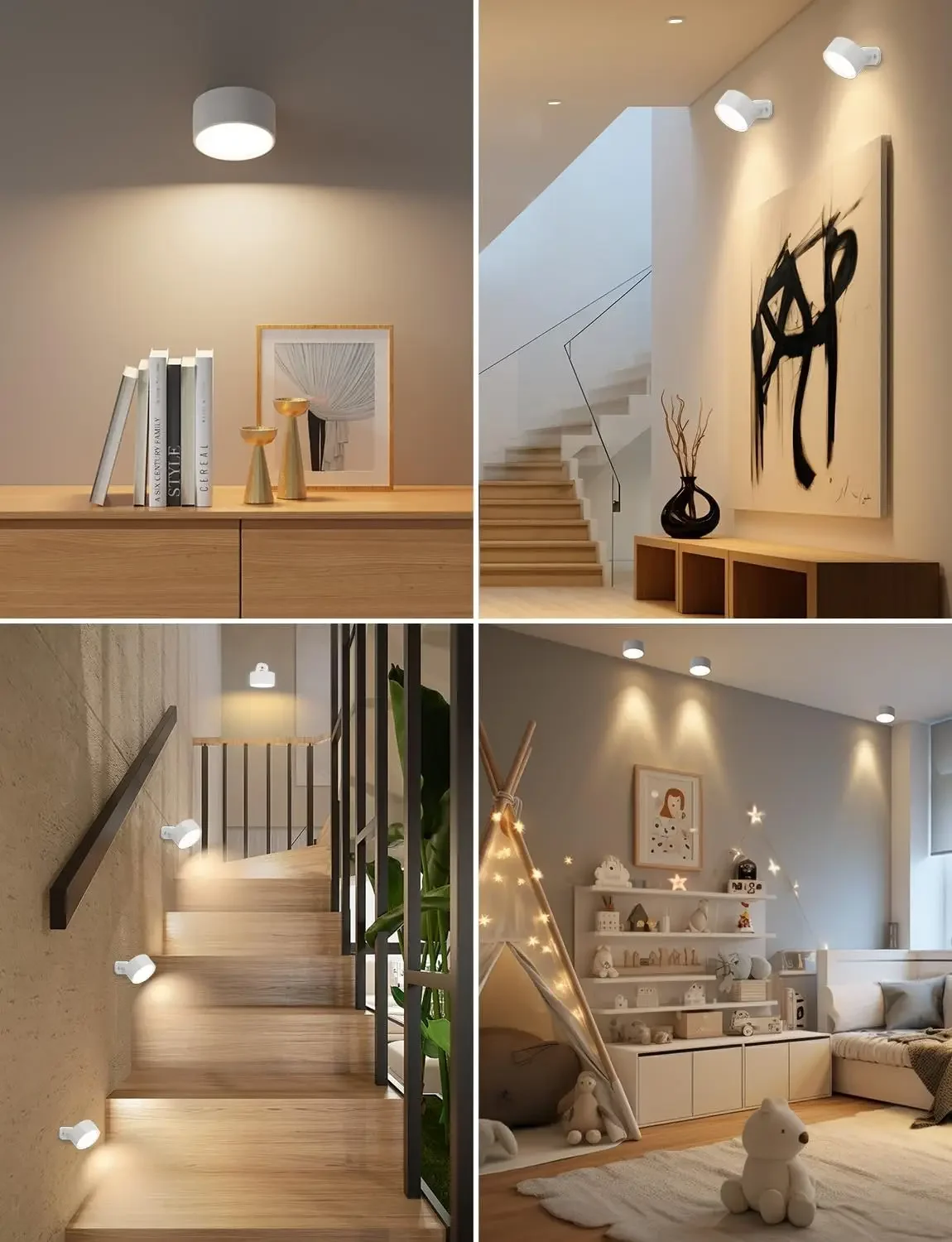 LED Magnetic Wall Sconce Lights,Rechargeable Dimmable Wall Mounted Lights with Remote, 360° Rotation Wall Mount Lamp for Bedroom 5