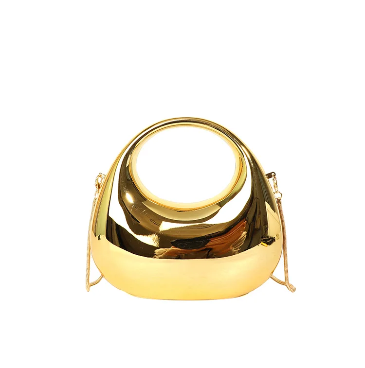 thumbnail image 1 of 2024 Nuevo bolso de mano de lujo de PVC para mujer, superventas, bolso de mujer con brillo metálico, bolso de banquete de medio mes, bolso de mujer de lujo, 1 of 5
