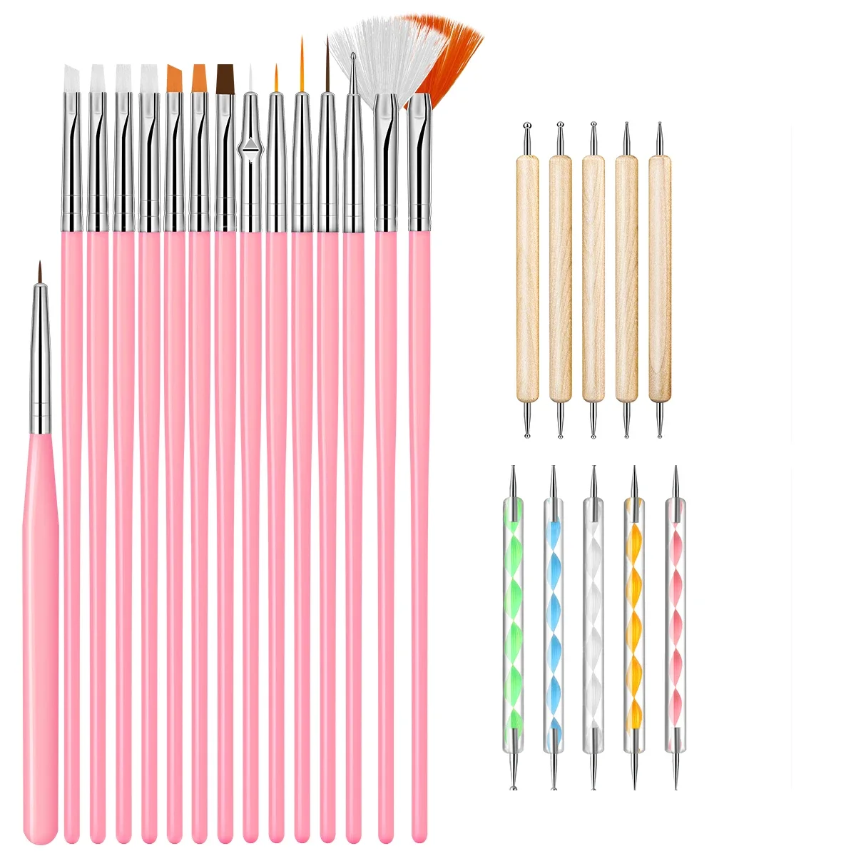 

Monja 20 шт., кисти для дизайна ногтей, акриловый УФ-Гель-лак, рисование, рисование, Раскрашивание, ручка, подводка, французские советы, маникюрный салон, сделай сам, дизайнерский инструмент