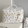 Cherry Makeup Bag Women's Cosmetic Bags Fashion Portable Cute Cosmetic Travel Storage Pouch Handbag Cotton Quilted Zipper Purse 5