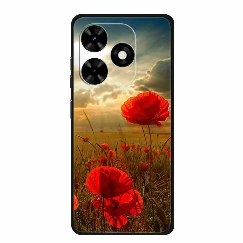 Luxury TPU Silicone Soft Back Cover with Floral Design - Shockproof Phone Case