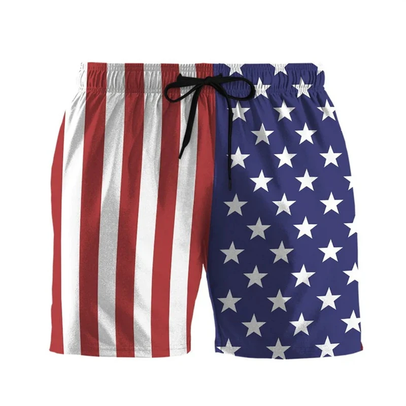 Men's Beach Shorts USA Flag 3d Print Funny Animals Graphic Surfing Board Shorts Casual Summer Holiday Sports Pants Briefs Boys