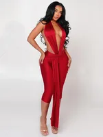 Puss Patchwork Halter Backless Romper for Night Workouts