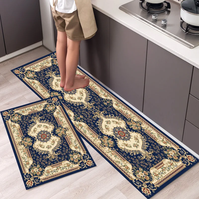 Alfombrilla de terciopelo de cristal para cocina, súper antideslizante, absorbente de aceite, alfombra de cocina, alfombra suave de dibujos animados, alfombra para puerta de baño