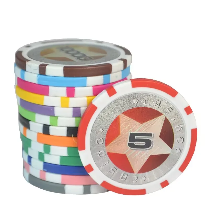 Texas Poker Chips Pentacle Casino Coins 11.5g Professional Baccarat Upscale Poker Game Chip Set Accessories 25 PCS poker chips