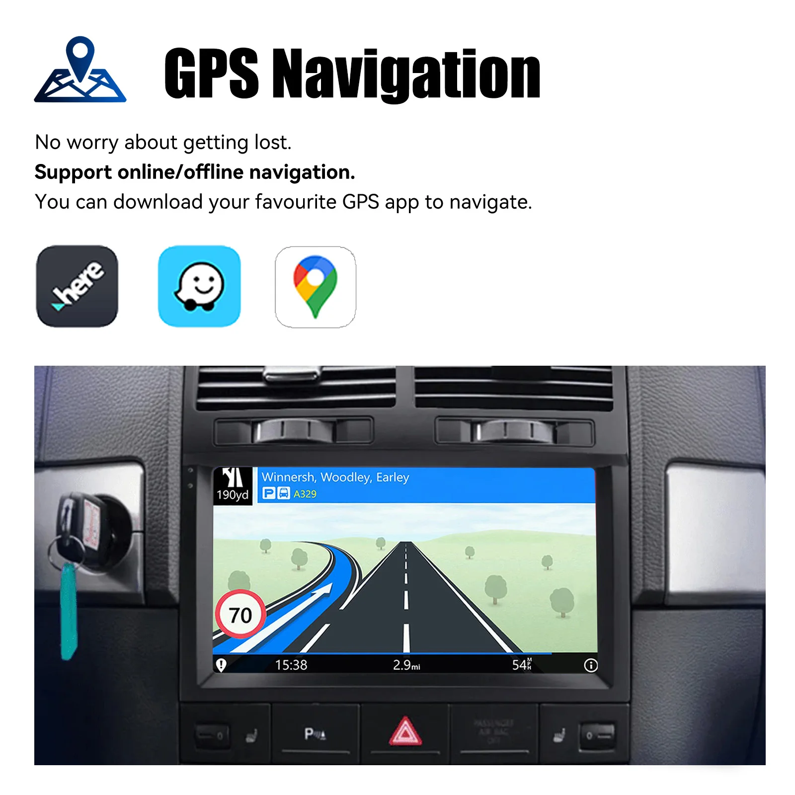ESSGOO Autoradio Android15 9" 4+64G / 2+32G für VW Touareg 7L 2003-2010 Wireless CarPlay Android Auto GPS Navigation WiFi FM RDS Mirror Link USB Bluetooth Lenkradsteuerung CANBUS Touchscreen – Detail 13