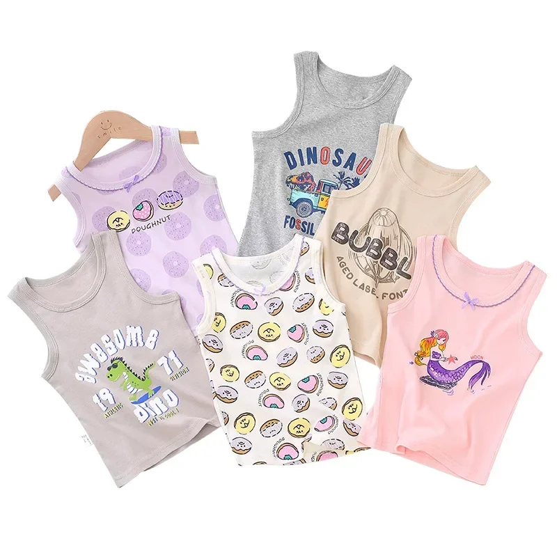 Summer Cotton Bamboo Tank Tops For Kids Girls Outfits Undershirt Teenager Singlets