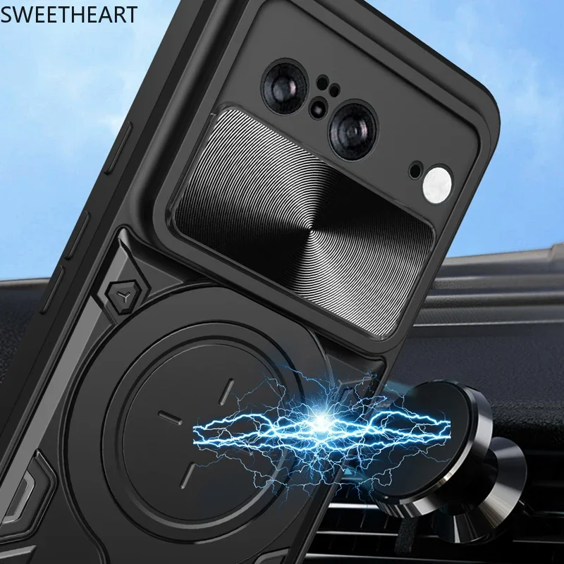 Coque rigide à absorption magnétique et antichoc pour objectif d'appareil photo Pixel 8, 8A, 8Pro, 9, 9ProXL_voghion.com