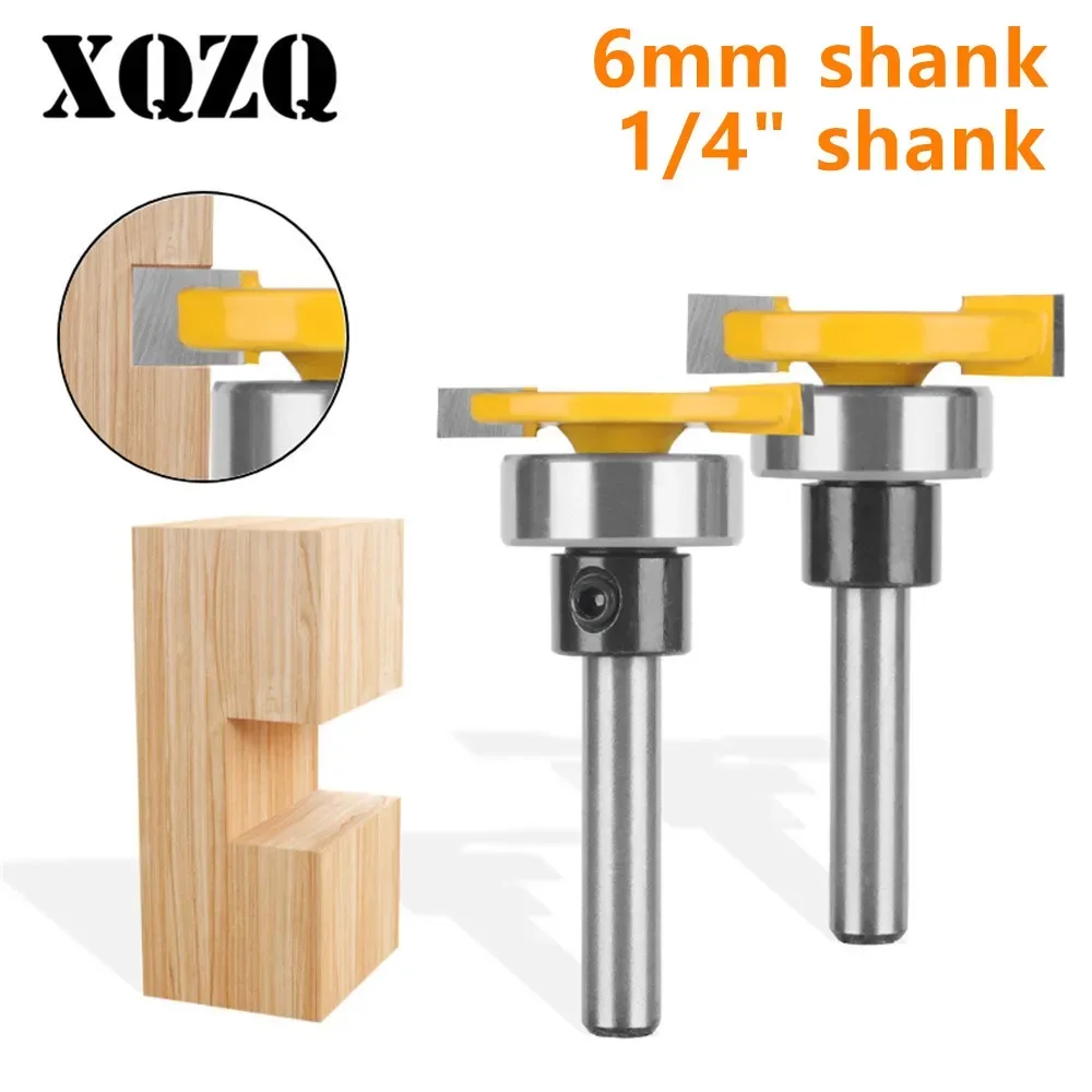 

6mm 6.35mm T Type Bit with Bottom Bearing Router Bit Woodworking Milling Cutter for Wood Bit Carbide Cutters Face Mill End Mills