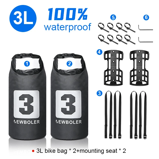 Newboler-防水自転車フォークバッグ,ポータブル,自転車用3l