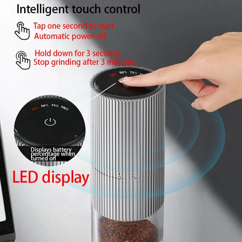 Electric Coffee Grinder LED Display Baking Paint Pulverizer Black Pepper Grinder Type-c Rechargeable Portable Automatic Machine 2 Electric Coffee Grinder LED Display Baking Paint Pulverizer Black Pepper Grinder Type-c Rechargeable Portable Automatic Machine 2