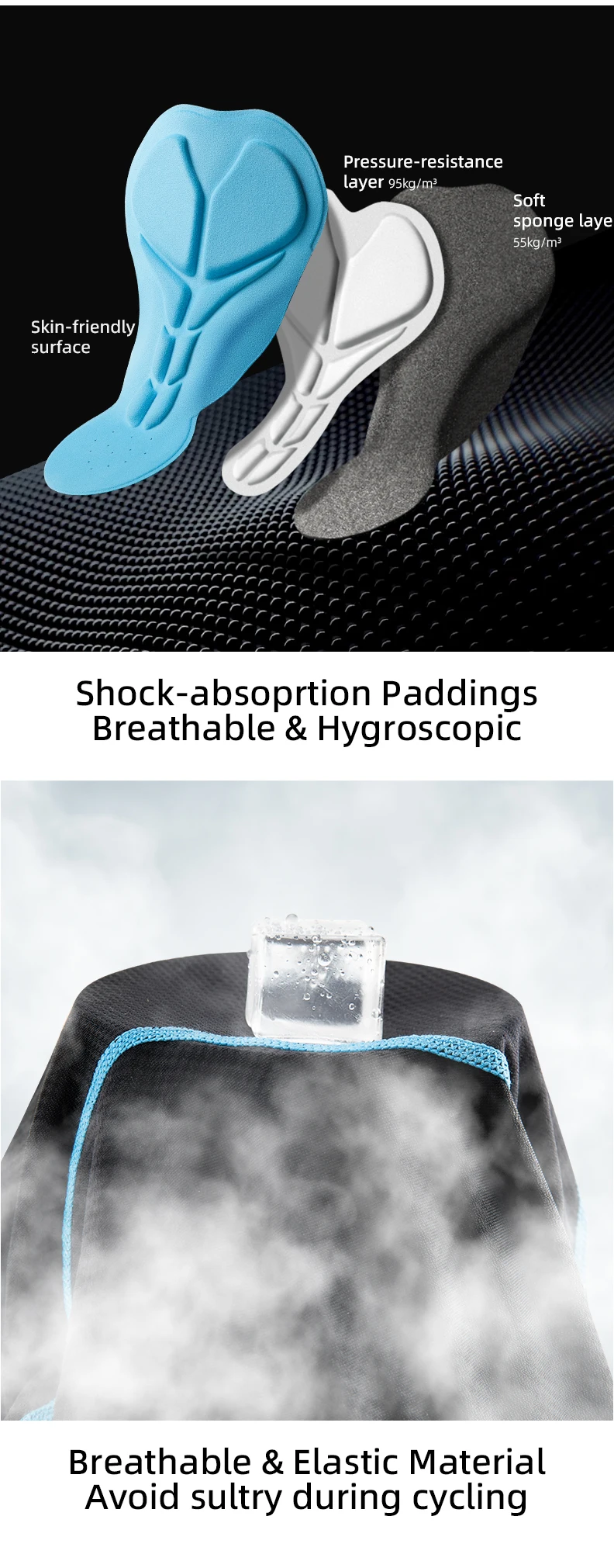 ROCKBROS Radsport unterwäsche atmungsaktive hochela tische Fahrrad unterhose rutsch feste bequeme Schwamm polsters horts Herren Radhose – Detail 4