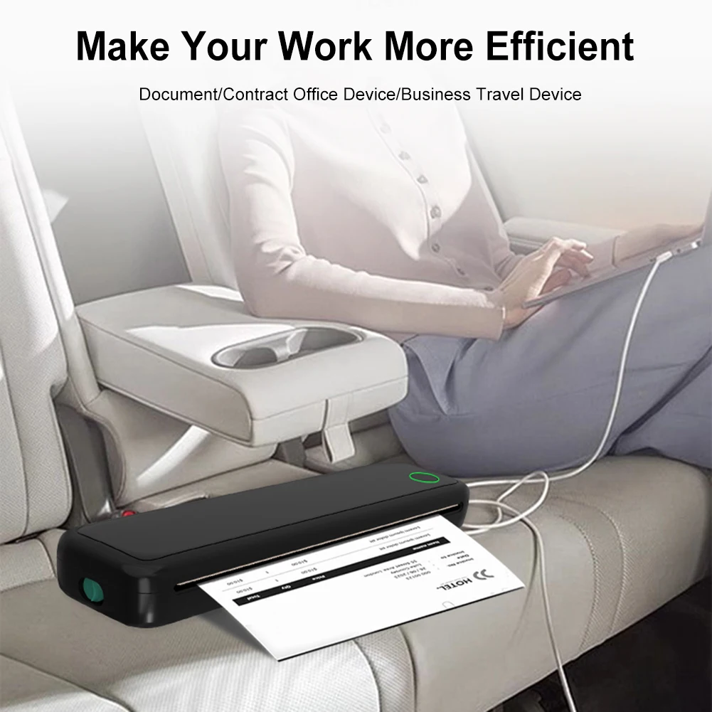 무선 모바일 여행용 프린터 (인쇄 용지 포함) BT 무선 휴대용 프린터 문서 인쇄기 여행 및 가정용