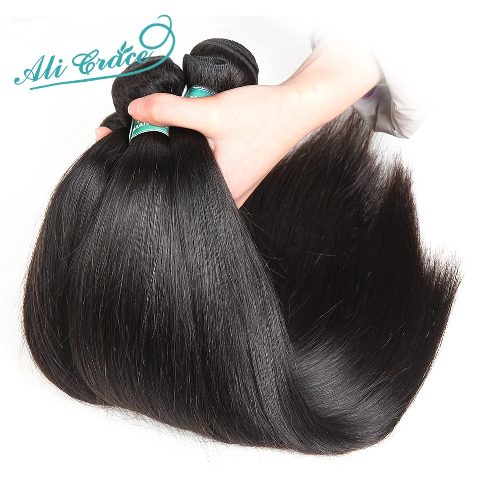 Ali Grace Straight Hair Bundles With Closure 4x4 Closure With Bundle Brazilian Human Hair Weave Transparent Lace human hair wigs human hair bundles