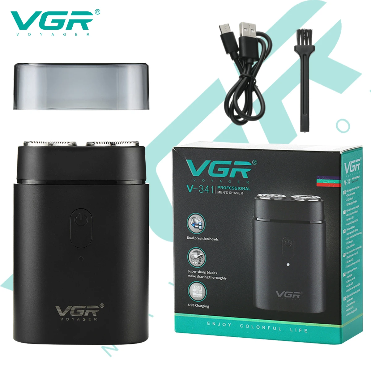 VGR 341 mini single blade cordless beard trimmer razor rechargeable foil electric face body shaver for men