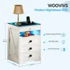Night Stand Set 2 with Gun Drawer, Modern Nightstand with Wireless Charging Station, Smart Bedside End Table with Glass Top&4 Dr 3