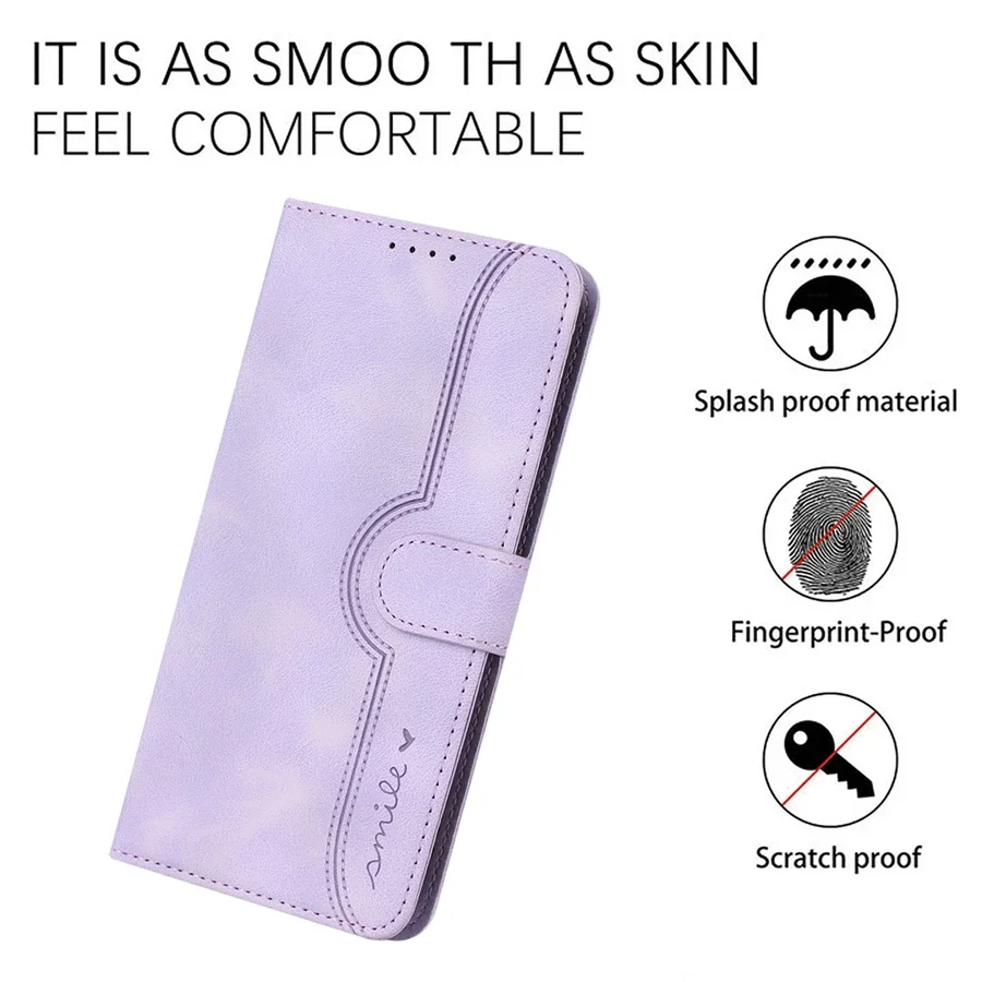Wallet With Card Slot Kickstand Smile Magnetic Flip Leather Case For iPhone Air 17 Pro Max 17e 16e 16 15 Plus 14 13 12 11 XR 8 7 5