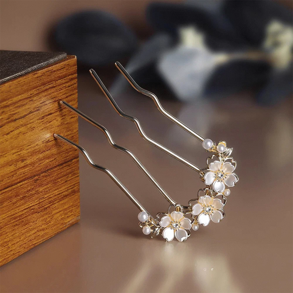 Korean U Shaped Pearl Hairpins Hair Clips for Women Elegant