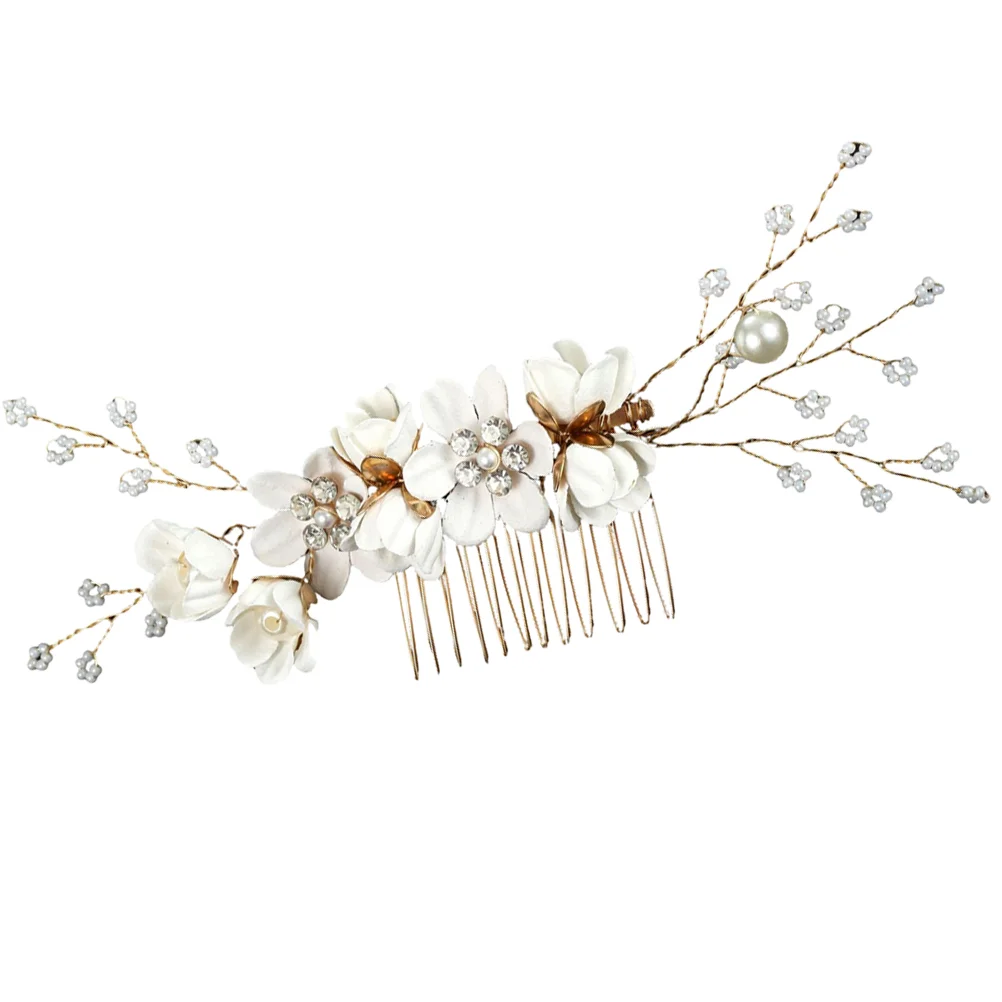 

Flower Hair Comb Hanfu Accessories Women Fine Rhinestone Fittings Side Wedding Headgear Bride