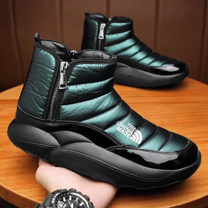 

Fashion Waterproof Snow Boots Thick Bottom Warm Plush Fur Ankle Boots Mens Boots 2023 Winter Cotton Shoes Non-slip Ankle Boots