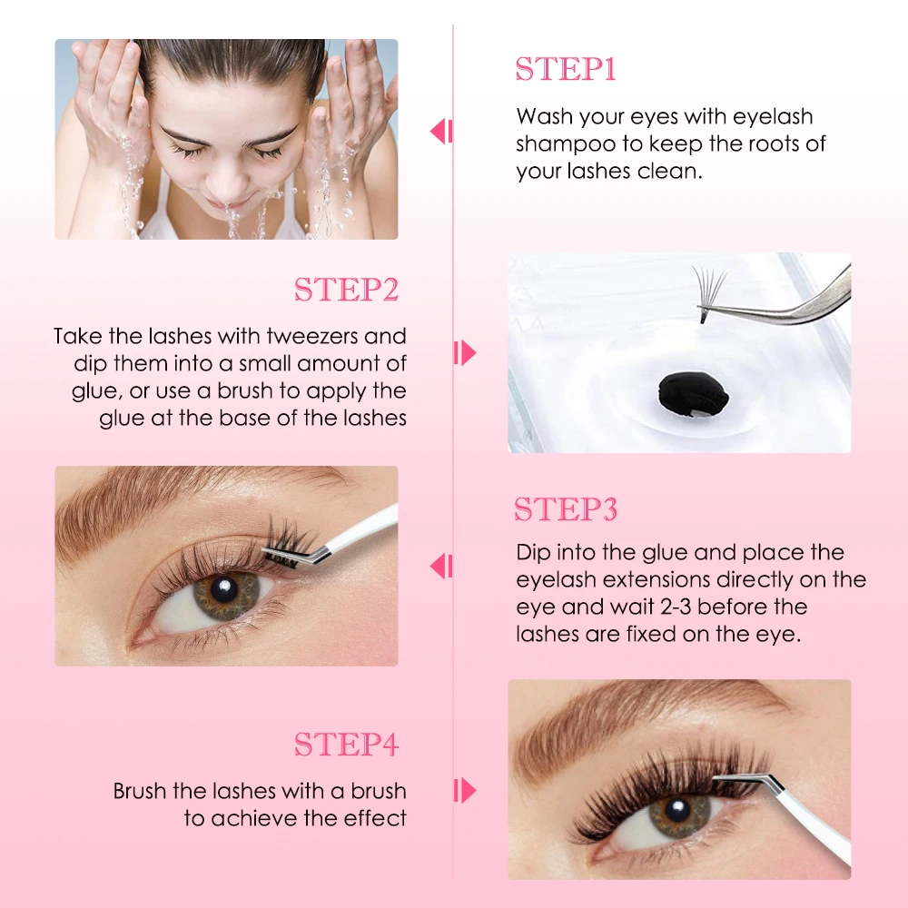 ZWELLBE Lash Clusters Glue 8ml Black Eyelash Glue for DIY Lash Extensions Long-Lasting Waterproof&No Irritation Makeup Tool 5