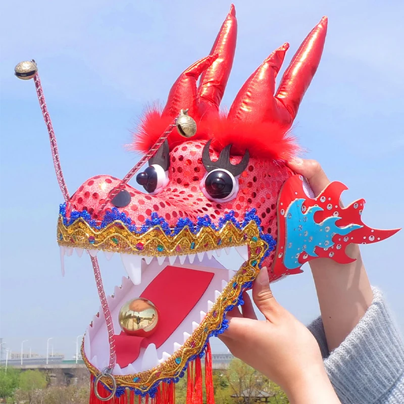 3D Dragon Head Fitness Dance Double-sided Colorful Silk