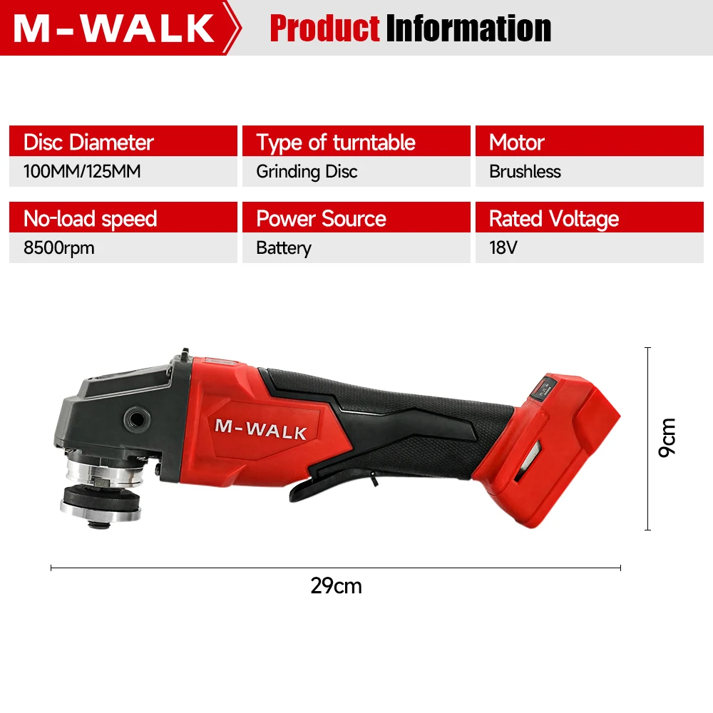 M-WALK 8500RPM High Speed Brushless Angle Grinde 6