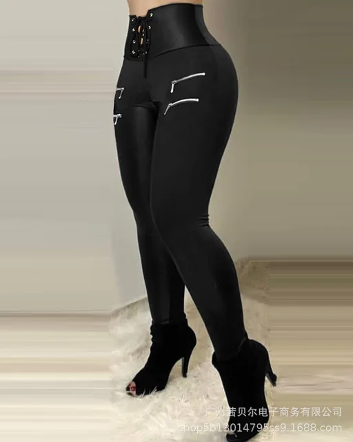 Sexy Back Zipper Black Slim Pants 2022 Autumn Winter Women Fashion High Waist Skinny Pencil Pant Female Streetwear Trousers 12