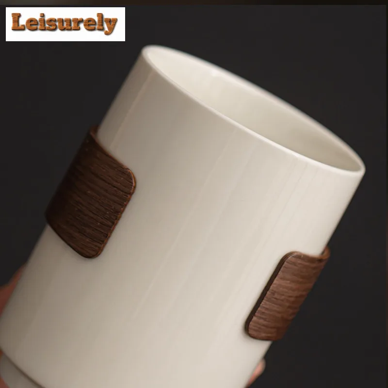 360ML Retro Grass Ash Ceramic Coffee Cup Large Capacity Buckle Waist Mug Household Personal Water Jug Master Teajug Drinking