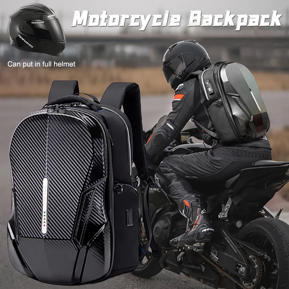 Mochila para casco de motocicleta, bolsa para Motocross, de carbono,  carcasa dura