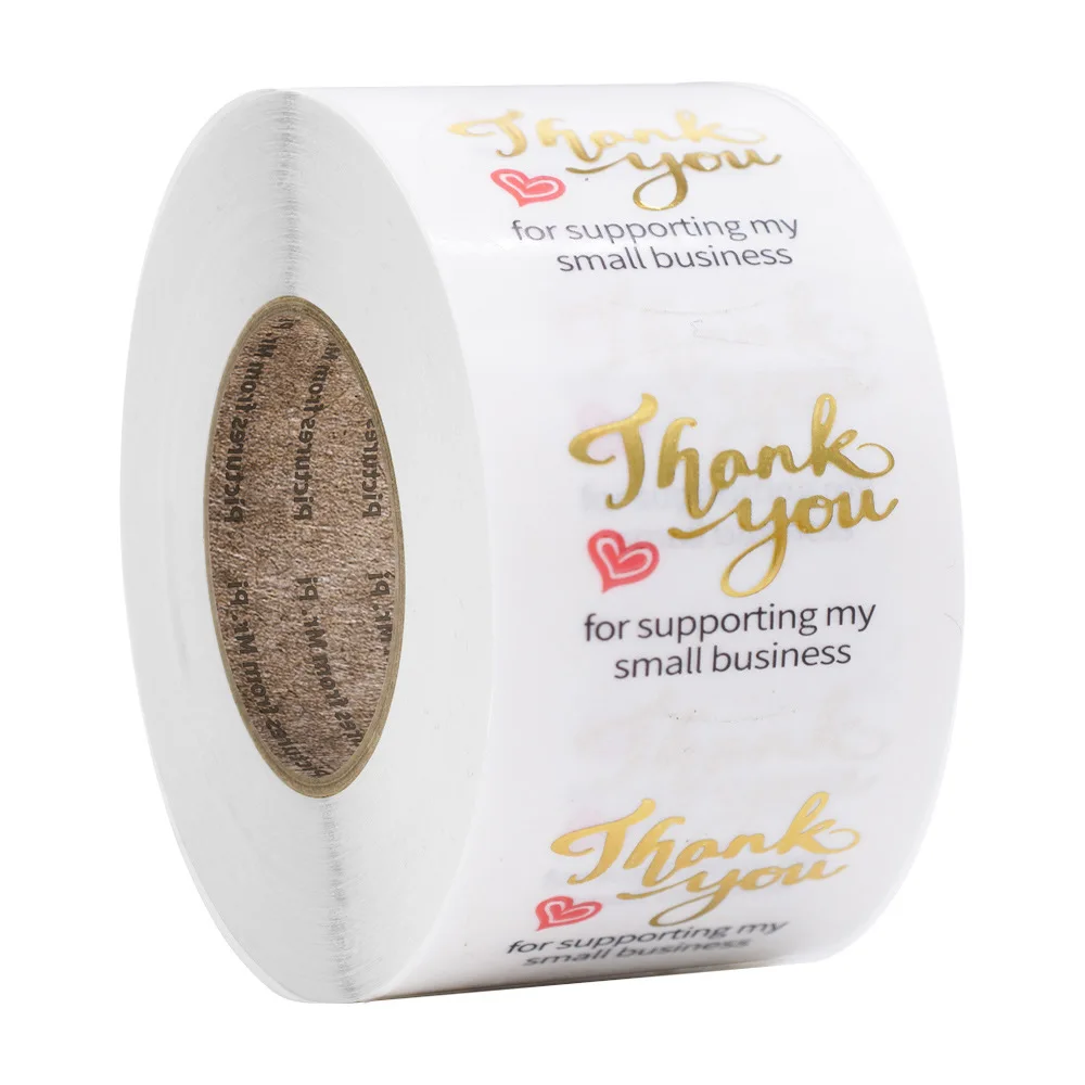 

50-500pcs 1 Inch Thank You Sticker Roll Transparent Bronzing Thank You Baking Sticker Label Stationery DIY Envelope Seal