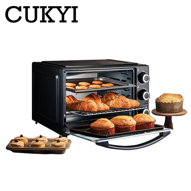 CUKYI 32L mini automatic electric oven multifunction baking machine 1500W three-layers cake pizza oven kitchen cooking tools EU