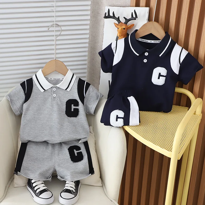 

Boys Polo Shirts Clothes Sets Summer 2024 Children Cotton T-shirts Shorts 2pcs Sports Suit For Baby Tracksuits Kids Outfits 4 5Y